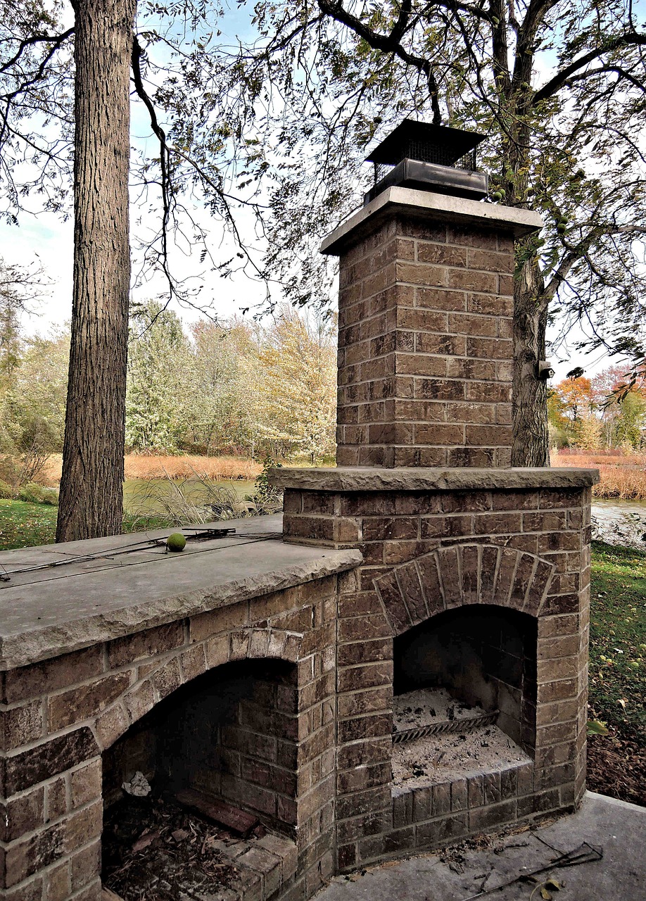 brick fireplace installation